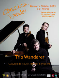 Trio Wanderer. Le vendredi 24 juillet 2015 à BANDOL. Var.  21H00